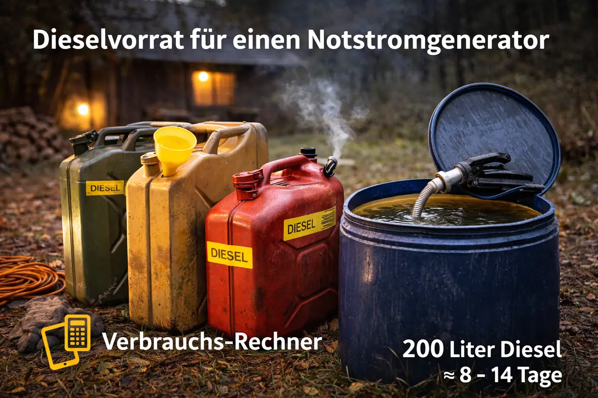 Dieselkanister und Tonnen.