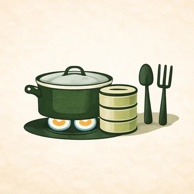 Grafik mit Kochtopf und Konserven